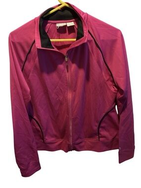 IKONIK Petite Women's Full Zip Track Jacket Hot Pink Black Trim Size PM / PL